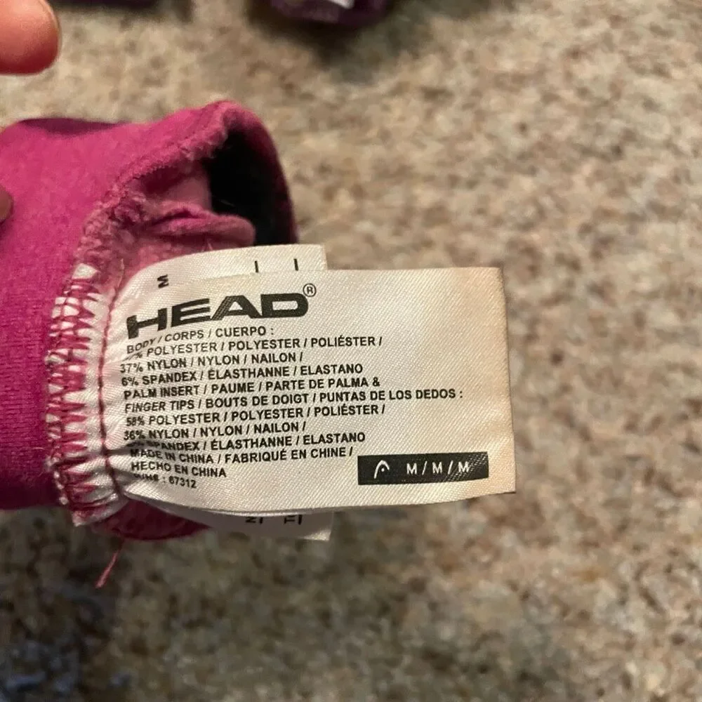 Head Girls 3-Piece Glove Bundle Multiple Sizes Black Gray Pink Purple Snow Play